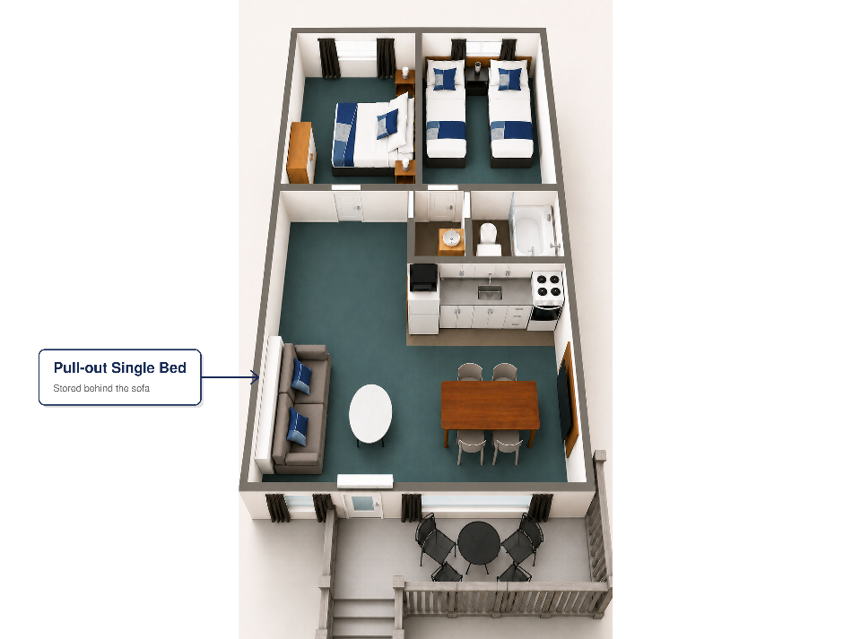 Standard Two-Bedroom Apartment (Max 5 Guests)