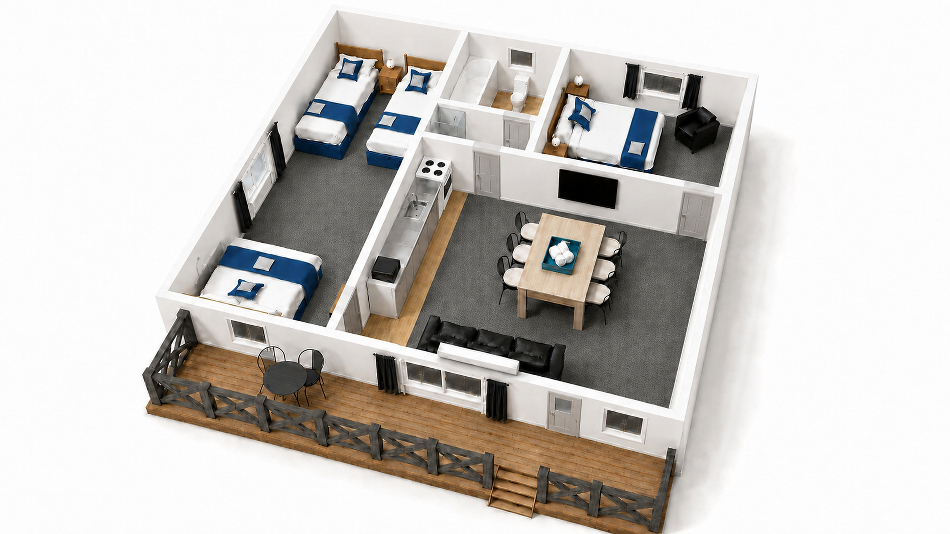 Large Two-Bedroom Apartment (Max 6 Guests)
